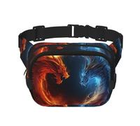 Fire and Ice Dragons Bauchtasche für Damen, wasserdicht, verstellbar, modisch, lässig, Crossbody-Tasche, Bauchtasche für Laufen, Workout, Wandern, Reisen, Schwarz, Einheitsgröße, Schwarz ,