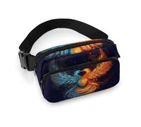 Fire and Water Phoenix bedruckte Bauchtasche für Damen und Herren, Umhängetasche, große Brusttasche mit verstellbarem Riemen für Outdoor, Workout, Reisen, Freizeit, Laufen, Feuer und Wasser, Phoenix,