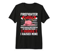 Firefighter Mom Heroes American Flag Fireman Firefighters Premium T-Shirt
