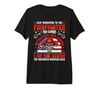 Firefighters I'm The Storm Firefighter American Flag Fireman Premium T-Shirt