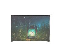 Fireflies and Lantern Wiederverwendbare Kosmetiktasche aus Papier, wasserdicht und leicht, für Reisen, Schule & den täglichen Gebrauch, Volldruck-Design, Damen, Studenten, umweltbewusst, Schwarz