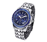 FIREFOX Airliner FFS04-103b blau Chronograph massiv Edelstahl Sicherheitsfaltschließe Flieger- Herrenuhr Armbanduhr 10 ATM wasserdicht