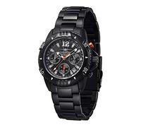 FIREFOX Armband- Herrenuhr AIRFIGHTER Chronograph analog Quarz Edelstahl SCHWARZ Zifferblatt Sunray Black 10 ATM wasserdicht FFS02-102c