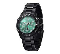 FIREFOX Armband- Herrenuhr AIRFIGHTER Chronograph analog Quarz Edelstahl SCHWARZ Zifferblatt Sunray türkis 10 ATM wasserdicht FFS02-115c