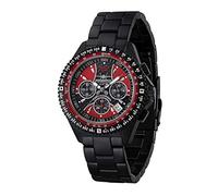 FIREFOX Armband- Herrenuhr Carbon Racer Chronograph analog Quarz Edelstahl SCHWARZ Zifferblatt rot/schwarz 10 ATM wasserdicht FFS15-120