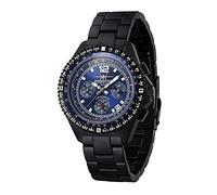 FIREFOX Armband- Herrenuhr Fighter Chronograph analog Quarz Edelstahl SCHWARZ Zifferblatt Sunray blau 10 ATM wasserdicht FFS05-120