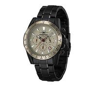 FIREFOX Armband- Herrenuhr Sky Commander Chronograph analog Quarz Edelstahl SCHWARZ Zifferblatt grau 10 ATM wasserdicht FFS23-104b