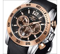 FIREFOX Falcon FFS185-102 Edelstahl schwarz/Rosegold Herrenuhr Armbanduhr Chronograph vergoldet Spezial Lederarmband Sicherheitsdornschließe 10 ATM wasserdicht