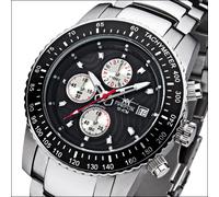 FIREFOX - CHRONOGRAPH STAHL - schwarz silber / 45 MM