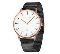 FIREFOX Damen- Armbanduhr Passion analog Quarz Edelstahl rosevergoldet Milanaise Mesh Armband schwarz Zifferblatt weiß 5 ATM wasserdicht FFPL02-001