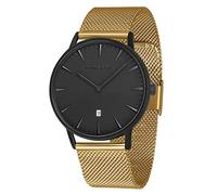 FIREFOX Damen- Armbanduhr Passion analog Quarz Edelstahl vergoldet Milanaise Mesh Armband Zifferblatt schwarz 5 ATM wasserdicht FFPL02-012