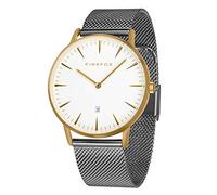 FIREFOX Damen- Armbanduhr Passion analog Quarz Edelstahl vergoldet Milanaise Mesh Armband Zifferblatt weiß 5 ATM wasserdicht FFPL02-044