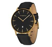 FIREFOX Damenuhr Herren- Armbanduhr Passion analog Quarz Edelstahl gelb vergoldet Lederarmband Zifferblatt schwarz 5 ATM wasserdicht FFPL02-171