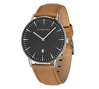 FIREFOX Damenuhr Herren- Armbanduhr Passion analog Quarz Edelstahl Lederarmband braun Zifferblatt schwarz 5 ATM wasserdicht FFPL02-183