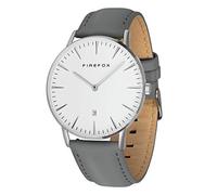 FIREFOX Damenuhr Herren- Armbanduhr Passion analog Quarz Edelstahl Lederarmband grau Zifferblatt weiß 5 ATM wasserdicht FFPL02-194