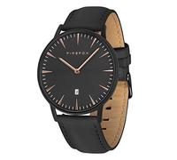 FIREFOX Damenuhr Herren- Armbanduhr Passion analog Quarz Edelstahl Lederarmband schwarz Zifferblatt Rosegold 5 ATM wasserdicht FFPL02-121