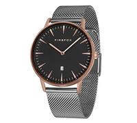 FIREFOX Damenuhr Passion analog Quarz Edelstahl rosevergoldet Milanaise Mesh Armband Zifferblatt schwarz 5 ATM wasserdicht FFPL02-022