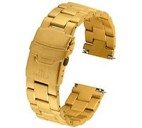 FIREFOX Ersatz- Uhrenarmband extra lang Überlänge Edelstahl voll massiv gelb Gold vergoldet Breite 22mm MB-05-D22 Quick Release