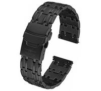FIREFOX Ersatz- Uhrenarmband extra lang Überlänge Edelstahl voll massiv schwarz Breite 24mm MB-04-C24 Quick Change Release