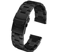 FIREFOX Ersatz- Uhrenarmband extra lang Überlänge Edelstahl voll massiv schwarz Breite 26mm MB-05-C26 Quick Change Release