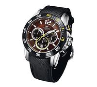 FIREFOX Falcon FFS180-106 Edelstahl kastanienbraun/schwarz Herrenuhr Armbanduhr Chronograph Spezial Lederarmband Sicherheitsdornschließe 10 ATM Prüfdruck