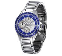 FIREFOX FFS177-103 blau Damenuhr Edelstahl Chronograph Zirkoniasteine massiv Edelstahl Sicherheitsfaltschließe 10 ATM Prüfdruck