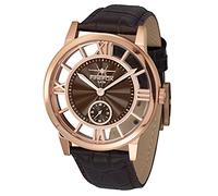 FIREFOX FFS179-106 Damenuhr Herrenuhr Unisex durchsichtig medium-Size Edelstahl rosevergoldet Lederarmband braun wasserdicht