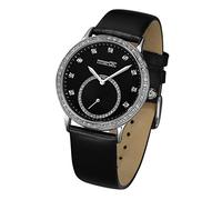 FIREFOX FFSL1005-102 schwarz Damenuhr Zirkoniasteine Lederarmband Dornschließe wasserdicht