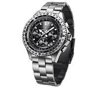 FIREFOX Fighter FFS05-102 Sunray schwarz Chronograph Herrenuhr Armbanduhr massiv Edelstahl Sicherheitsfaltschließe 10 ATM Prüfdruck