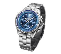 FIREFOX Fighter FFS05-103 Sunray blau Chronograph Herrenuhr Armbanduhr massiv Edelstahl Sicherheitsfaltschließe 10 ATM Prüfdruck