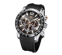 FIREFOX Gadget FFS190-104 schwarz/teils Rose Gold vergoldet Edelstahl Herrenuhr Chronograph Spezial Silikonarmband Sicherheitsdornschließe 10 ATM wasserdicht