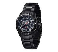 FIREFOX Herren- Armbanduhr AIRFIGHTER Chronograph analog Quarz Edelstahl SCHWARZ Zifferblatt Sunray dunkelblau 10 ATM wasserdicht FFS02-103c