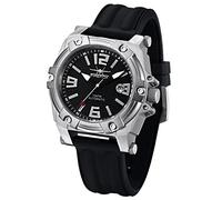 FIREFOX Herren- Armbanduhr analog Automatikuhr Miyota 8215 Edelstahl Glasboden Silikonarmband Zifferblatt schwarz 10 ATM wasserdicht FFS510-102b