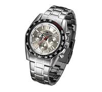 FIREFOX Herren- Armbanduhr Chronograph The Machine analog Quarz Edelstahl Zifferblatt Silber 10 ATM wasserdicht FFS21-104