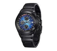 FIREFOX Herren- Armbanduhr Classic Chronograph analog Quarz Edelstahl SCHWARZ Zifferblatt Sunray türkis 10 ATM wasserdicht FFS06-120