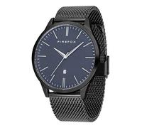 FIREFOX Herren- Armbanduhr XCHANGE analog Quarz Edelstahl schwarz Milanaise Mesh Armband Zifferblatt blau Datum 5 ATM wasserdicht FFPL01-006