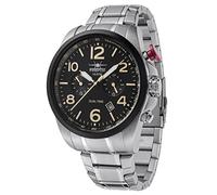 FIREFOX Horizon FFS305-102S Dual Time VD31 Herrenuhr Edelstahlarmband Faltschließe Armbanduhr 10 ATM wasserdicht zweite Zeitzone Zifferblatt schwarz