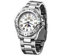 FIREFOX Mondphasenuhr FFS01-501a weiß massiv Edelstahl Damenuhr Herrenuhr Armbanduhr Sicherheitsfaltschließe 10 ATM wasserdicht Miyota 6P80 Werk