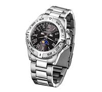 FIREFOX Mondphasenuhr FFS01-502 schwarz massiv Edelstahl Damenuhr Herrenuhr Armbanduhr Sicherheitsfaltschließe 10 ATM wasserdicht