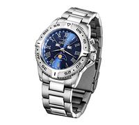 FIREFOX Mondphasenuhr FFS01-503 Sunray blau massiv Edelstahl Damenuhr Herrenuhr Armbanduhr Sicherheitsfaltschließe 10 ATM wasserdicht