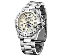 FIREFOX Mondphasenuhr FFS01-509 Sunray lemongras massiv Edelstahl Damenuhr Herrenuhr Armbanduhr Sicherheitsfaltschließe 10 ATM wasserdicht Miyota Kaliber 6P80