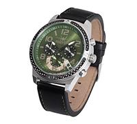 FIREFOX Skydiver FFS20-115 olivgrün/Carbon Edelstahl Lederarmband Dornschließe Herrenuhr Chronograph 10 ATM Prüfdruck