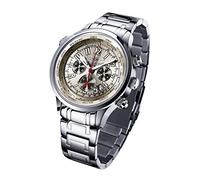 FIREFOX WORLDTIMER FFS40-115 Sunray silberbraun Weltzeitanzeige Chronograph Herrenuhr Armbanduhr Sicherheitsfaltschließe massiv Edelstahl Water Resistant Miyota OS20 Werk