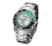 FIREFOX Zion FFS17-108 Silber/grün Herrenuhr Armbanduhr Chronograph massiv Edelstahl Sicherheitsfaltschließe 10 ATM Water Resistant