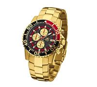 FIREFOX Zion FFS17-110 schwarz/rot Herrenuhr Armbanduhr gelb vergoldet Chronograph massiv Edelstahl Sicherheitsfaltschließe 10 ATM wasserdicht