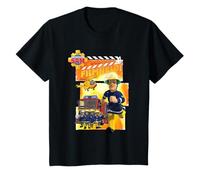 Fireman Sam Kinder T-Shirt, Schwarz, Kurzarm, Unisex, Slim, US 80, Standardlänge, Cartoon, Filme, Klassisch, Alle Jahreszeiten, Kinder