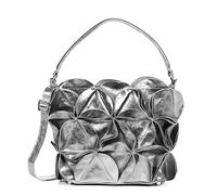 FIRENZE ARTEGIANI. Accadia Damen-Tragetasche, Echtleder, lackiert, 30 x 12 x 23 cm, Farbe: Silber, silber, Utility