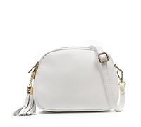 FIRENZE ARTEGIANI. Aliminusa Umhängetasche für Damen, echtes Leder, 22 x 9 x 16 cm, Farbe: Weiß