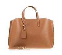 Firenze Artegiani Bolso De Mujer Piel Auténtica, Acabado Tamponato Forma Shopper Umhängetasche, 40 cm, Braun (Cuero)