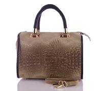 Firenze Artegiani Bolso De Mujer Piel Auténtica, Grabado Cocodrilo Y Lacado Umhängetasche, 30 cm, Braun (Taupe)